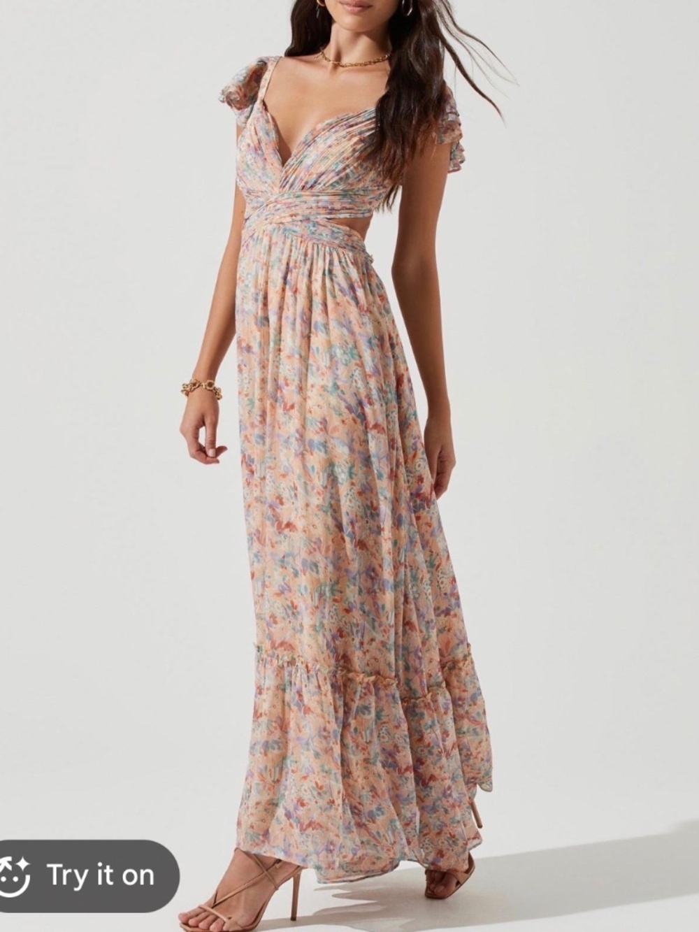 ASTR the Label Primrose Dress in Peach Multi Floral